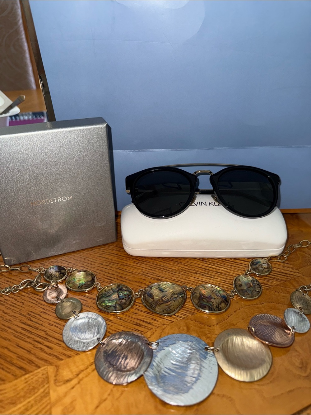 SUMMER BUNDLE! ☀️🌞☀️Calvin Klein Black Frame Sunglasses and Beautiful Necklaces
